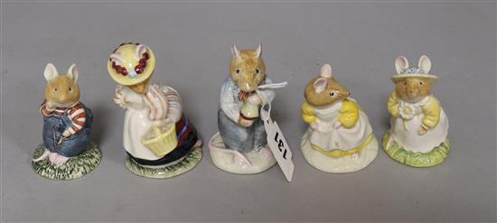 Five Royal Doulton character mice